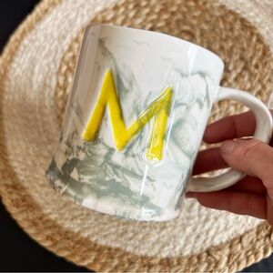 Anthropologie Marble Monogram "M” Mug